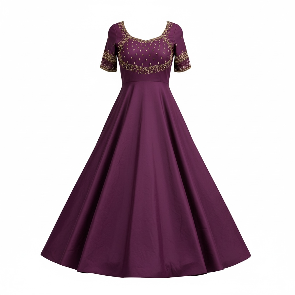 Dark purple pink long dress – Shubham Couture